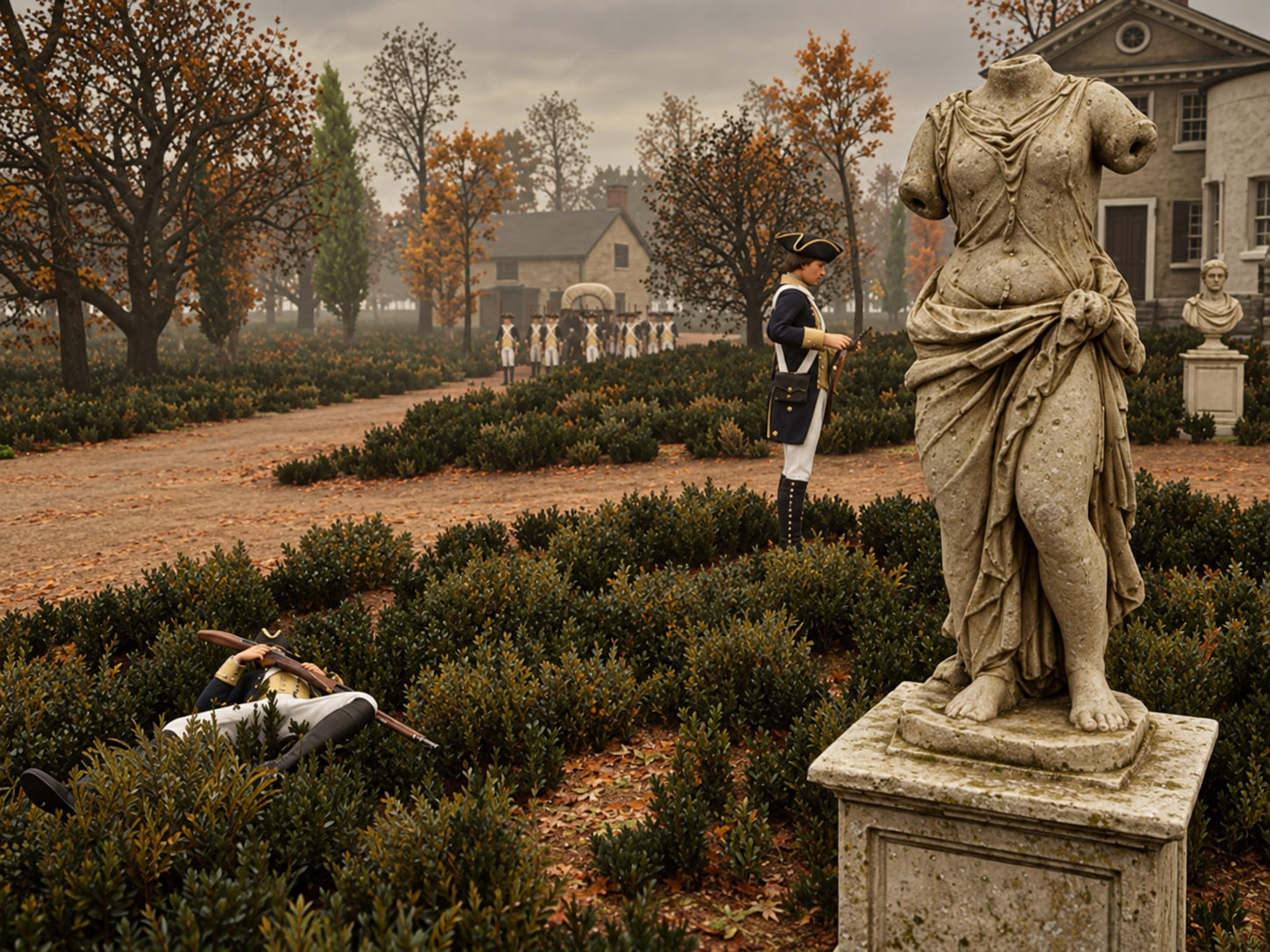 Through the Fog — Cliveden assault VR scene, The Grounds