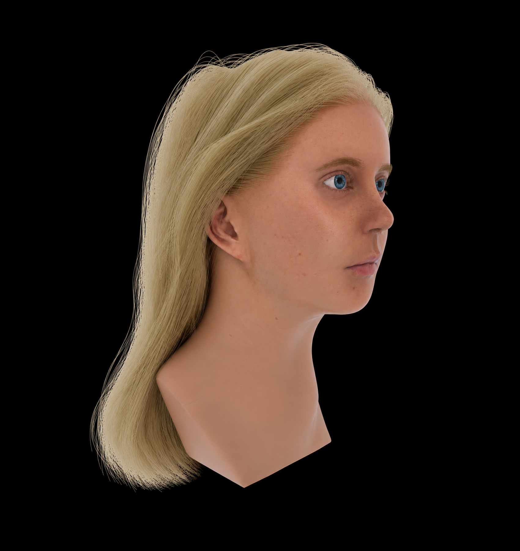 Digital human character study — three-quarter view