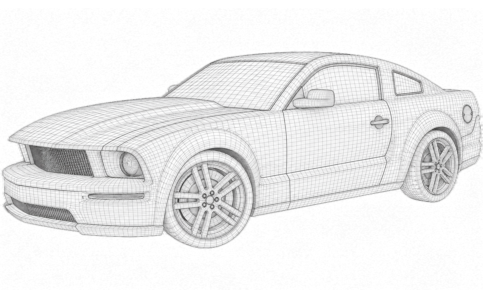 Ford Mustang study — wireframe pass